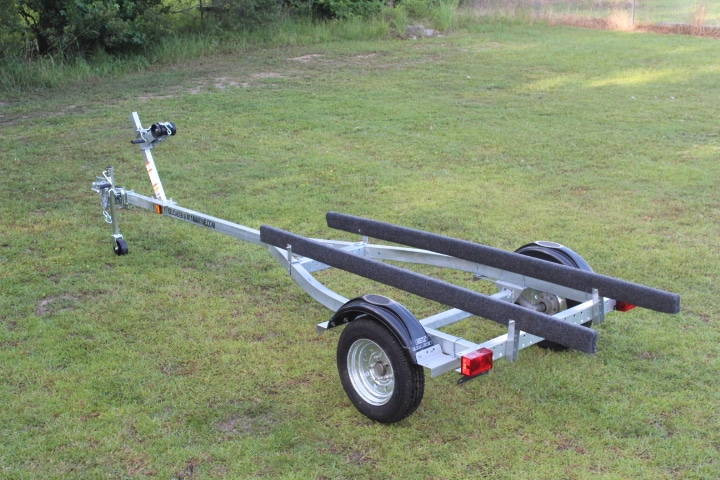 Close-up of galvanized frame on EZ Loader boat trailer, designed for corrosion resistance